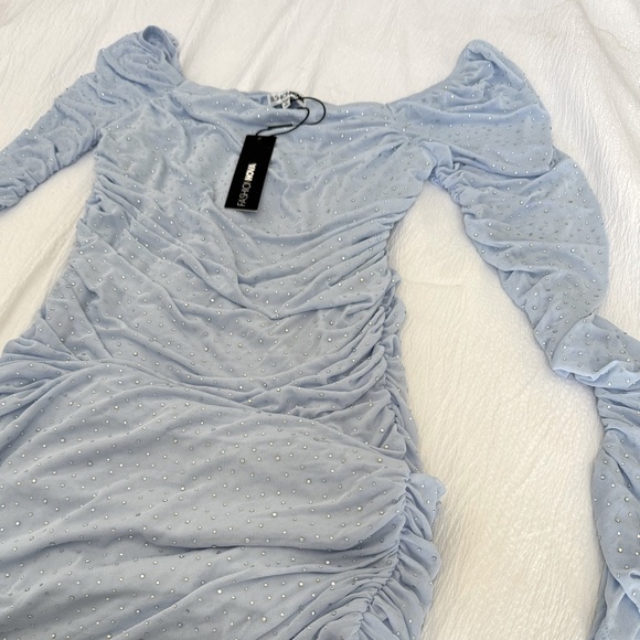 New sequin mesh light blue dress size L - Picture 2 of 3